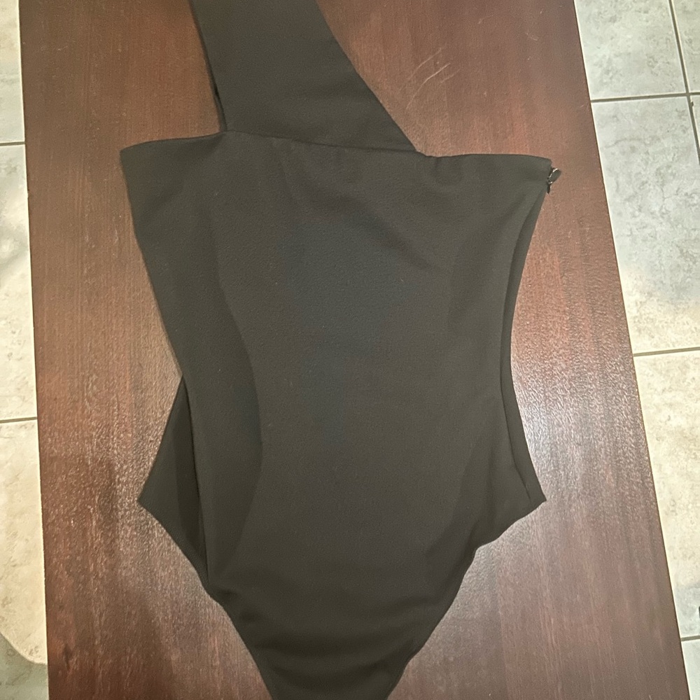 Superdown Black Asymmetrical Bodysuit size small